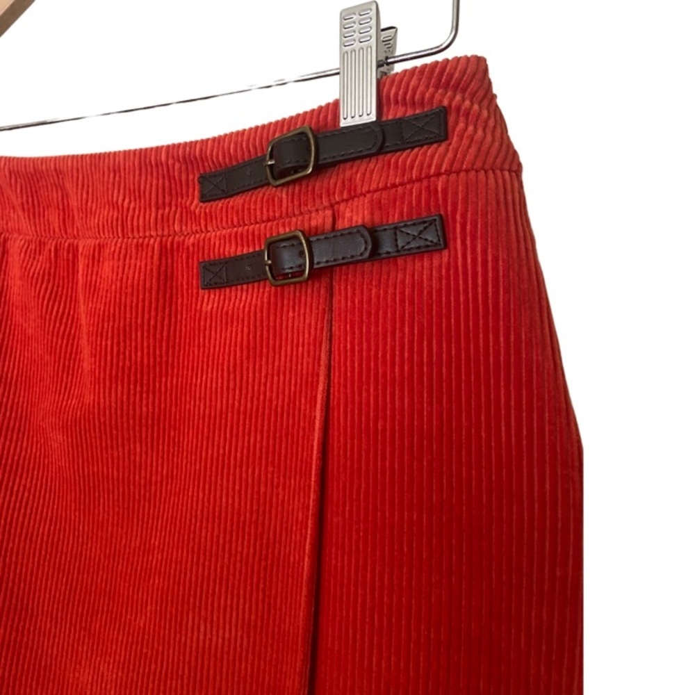 Boden | Pumpkin Orange Corduroy Wrap Style Skirt - Picture 3 of 15